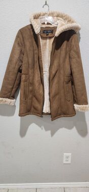 Fleet Street Brown Faux Fur Trim Zip Mid-Length Lined Jacket – Women